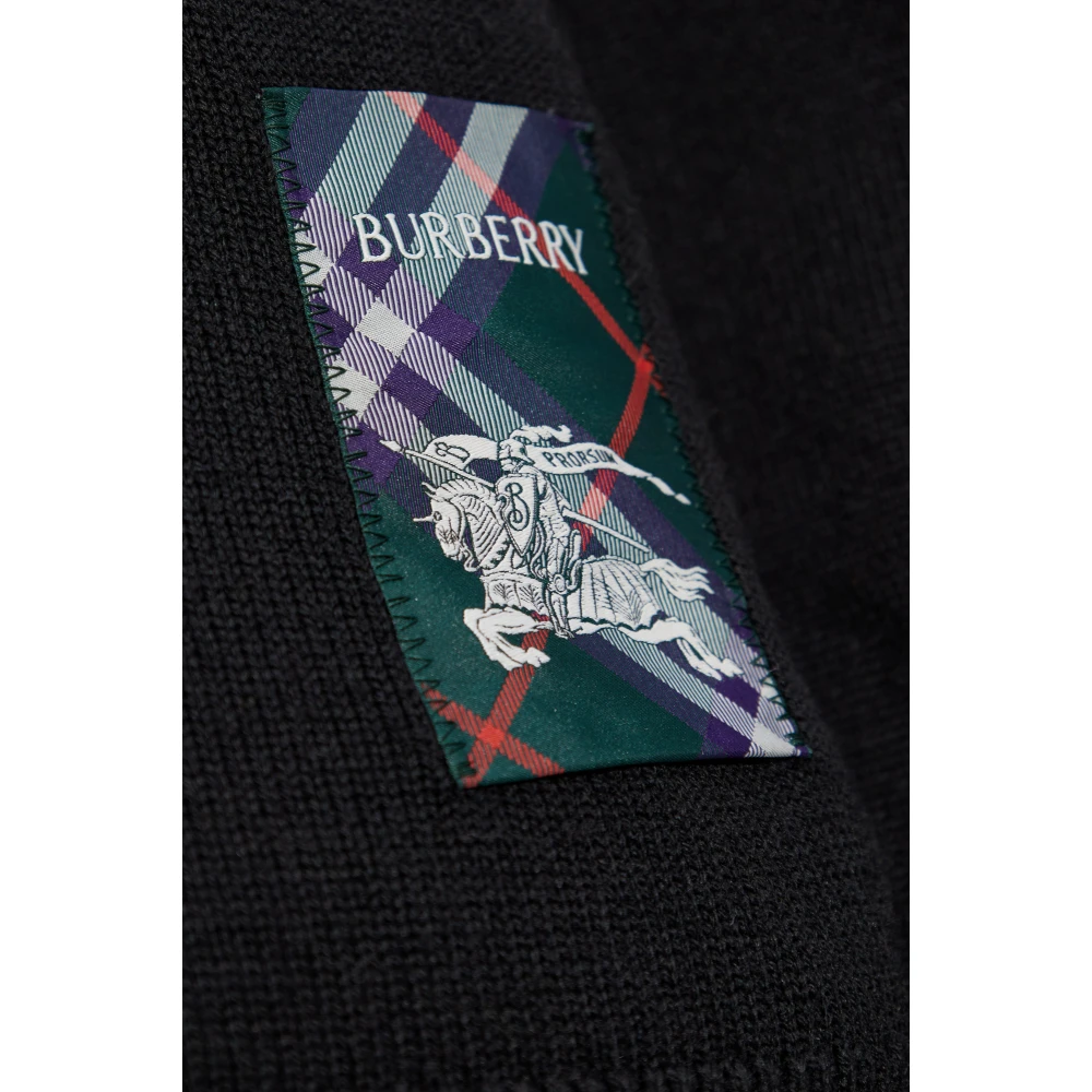 Burberry Wollen vest met logopatch Black Dames
