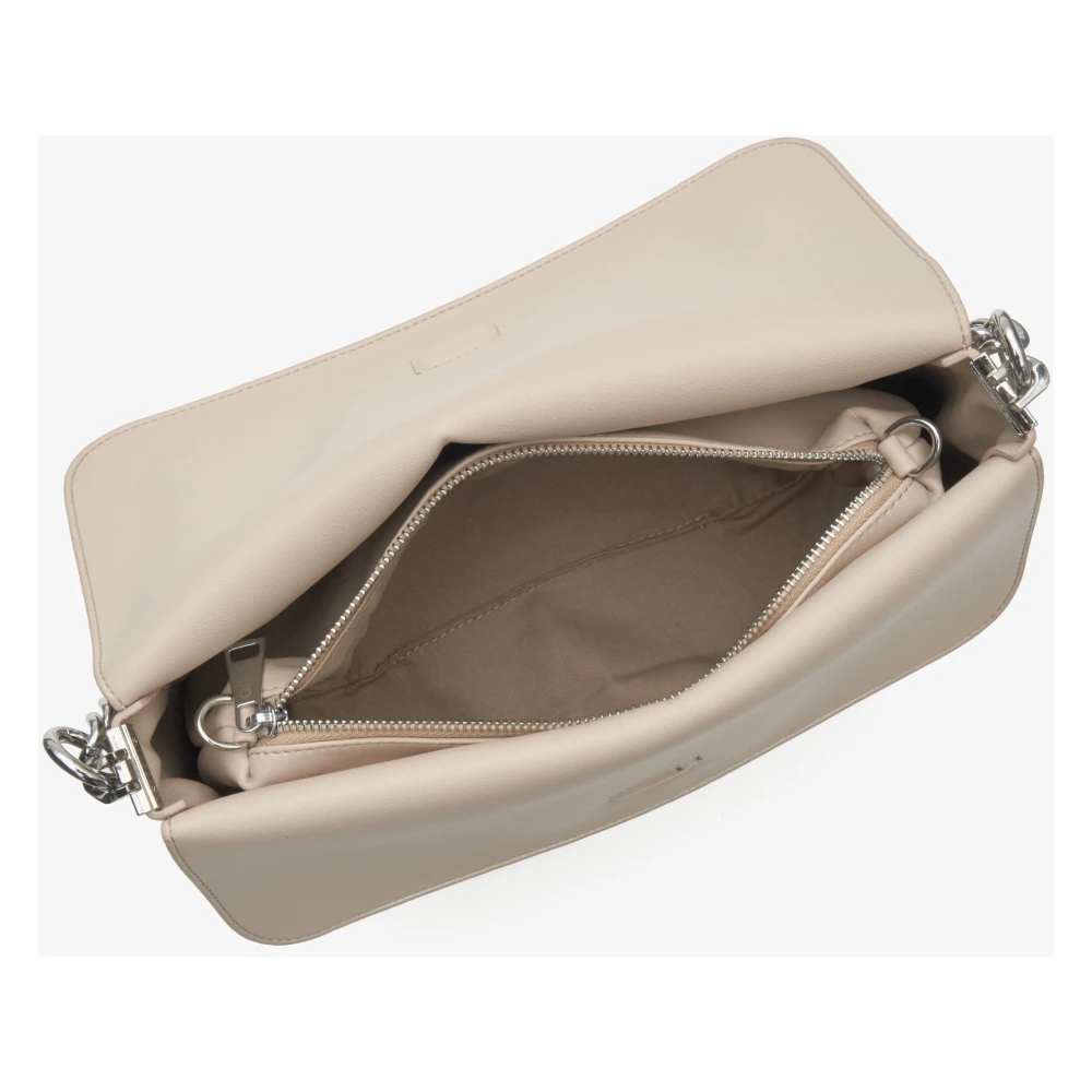 Estro Dames Licht Beige Leren Crossbody Tas met Zilveren Ketting Er00113763 Beige Dames