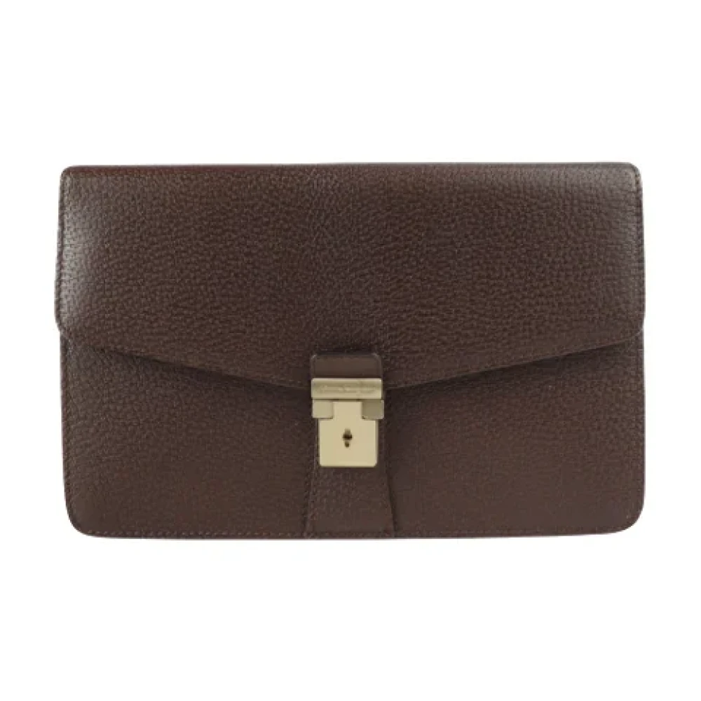 Salvatore Ferragamo Pre-owned Leather clutches Brown Unisex