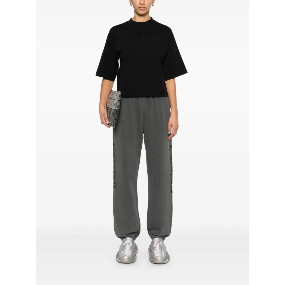 pinko Zwarte Crew Neck T-shirts en Polos Black Dames