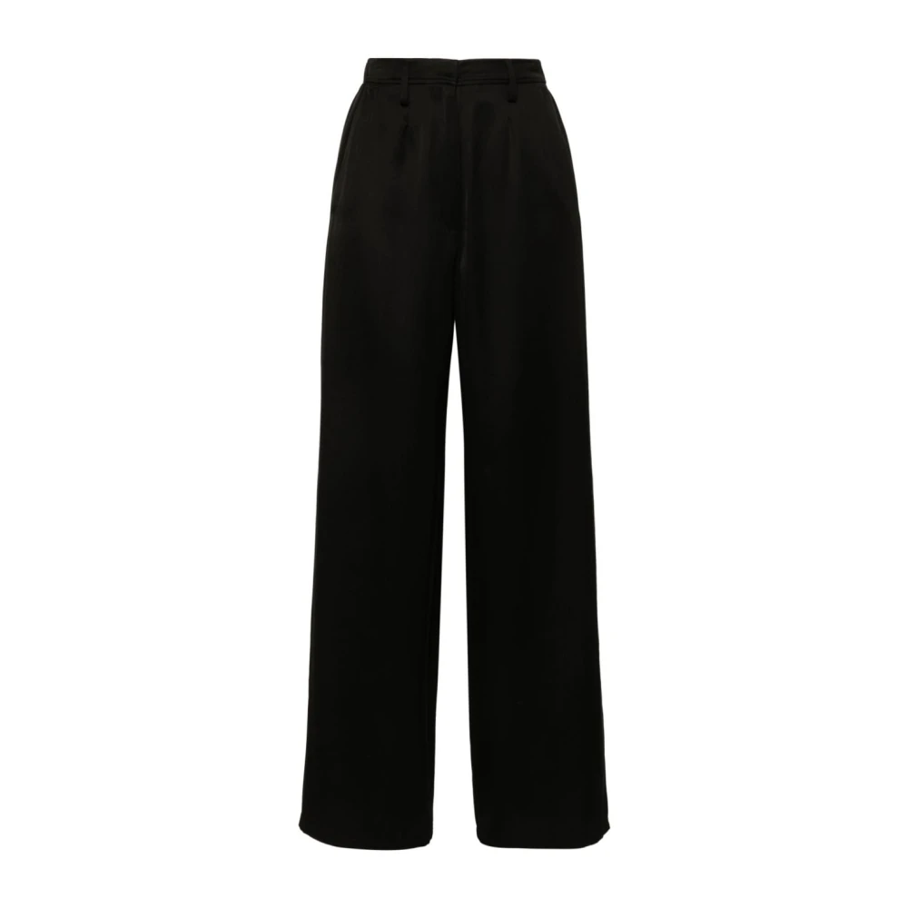 Forte Wijde broek met hoge taille en plooien Black Dames