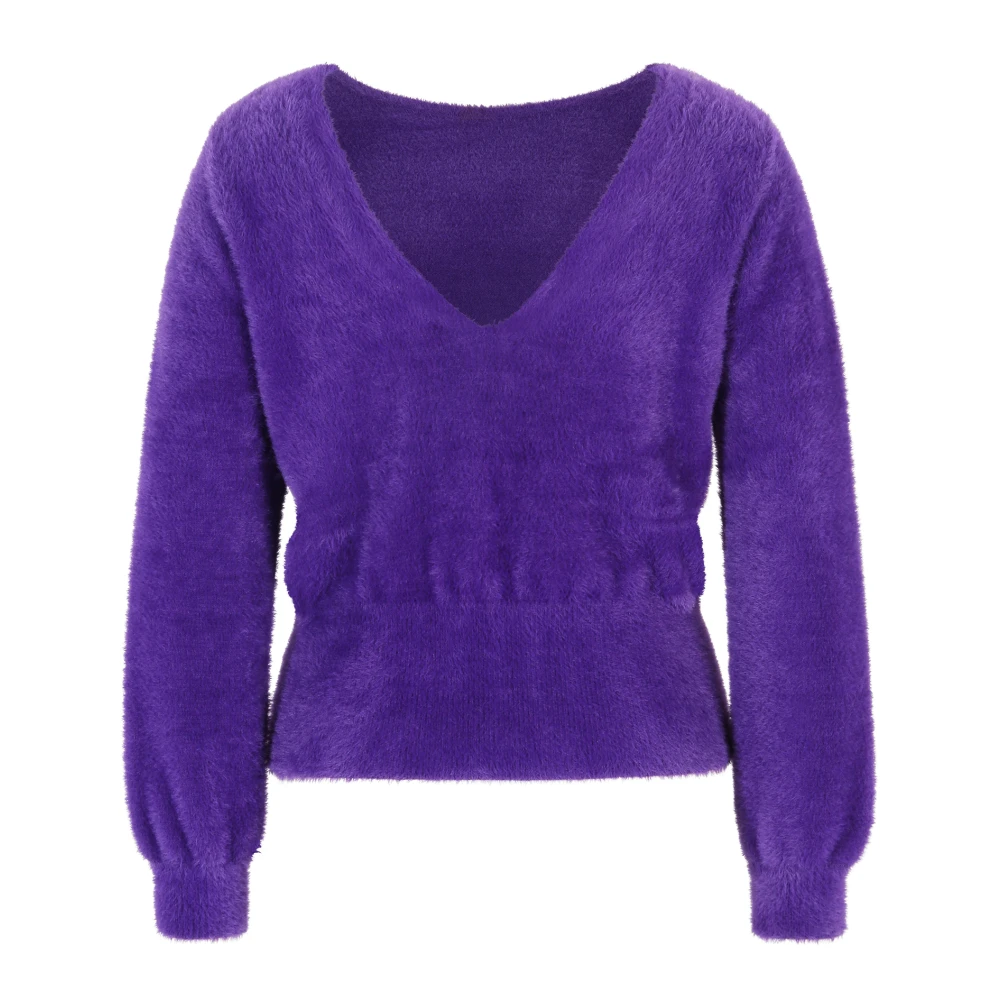Vera Mont Klassieke V-hals Gebreide Trui Purple Dames