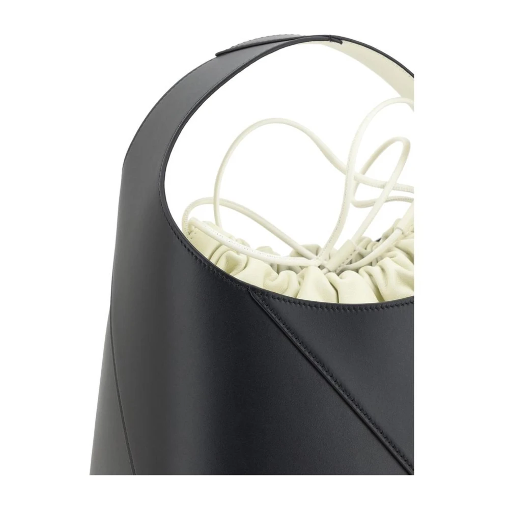Jil Sander Leren handtas met trekkoordzak Black Dames