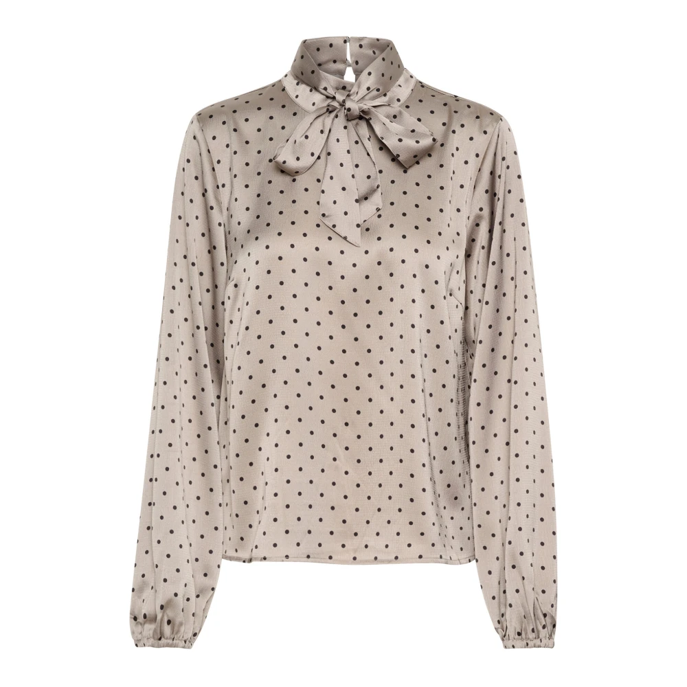 Kaffe Elegant Blus med prickar Gray, Dam