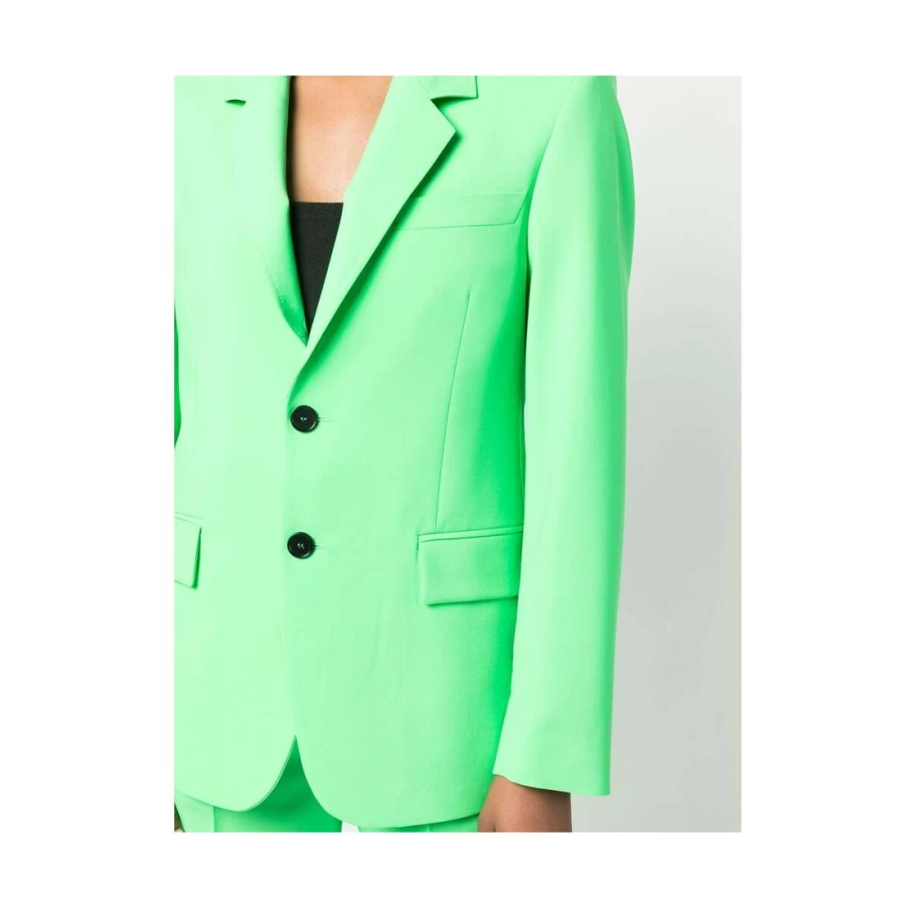 Msgm Neon Groene Stretch-Wollen Blazer Green Dames