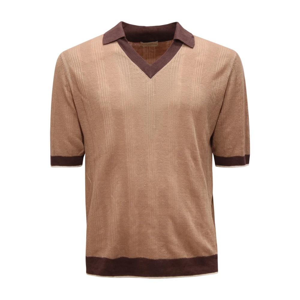 Ballantyne Men's Beige 252 B2h032 14L13 Linen Knitted Shirt - V-Neck Knitwear - L - Knitwear