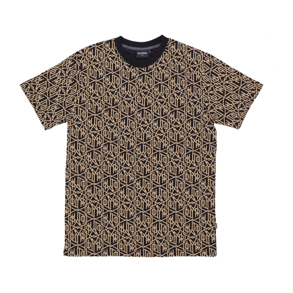 Dolly Noire Monogram Zwart Tee Korte Mouw Katoen Brown Heren
