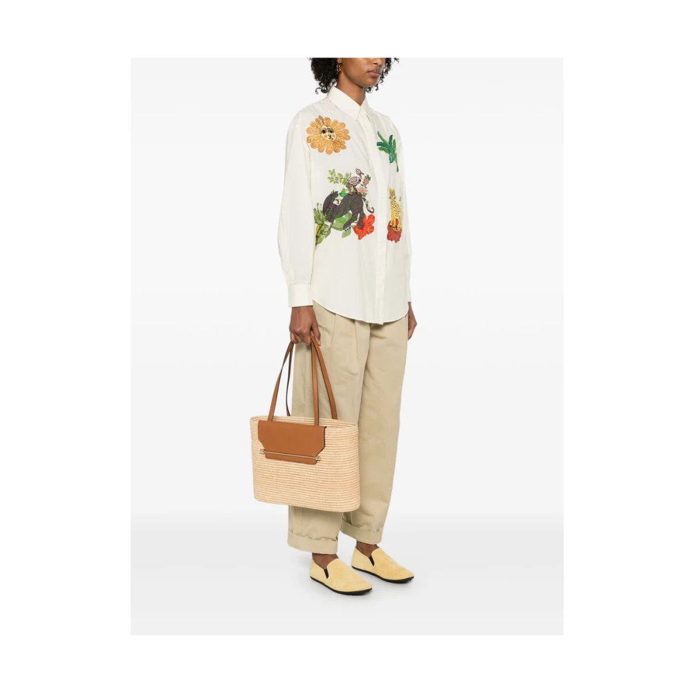 Strathberry Beige Tote Tas met Platte Handvatten Beige Dames