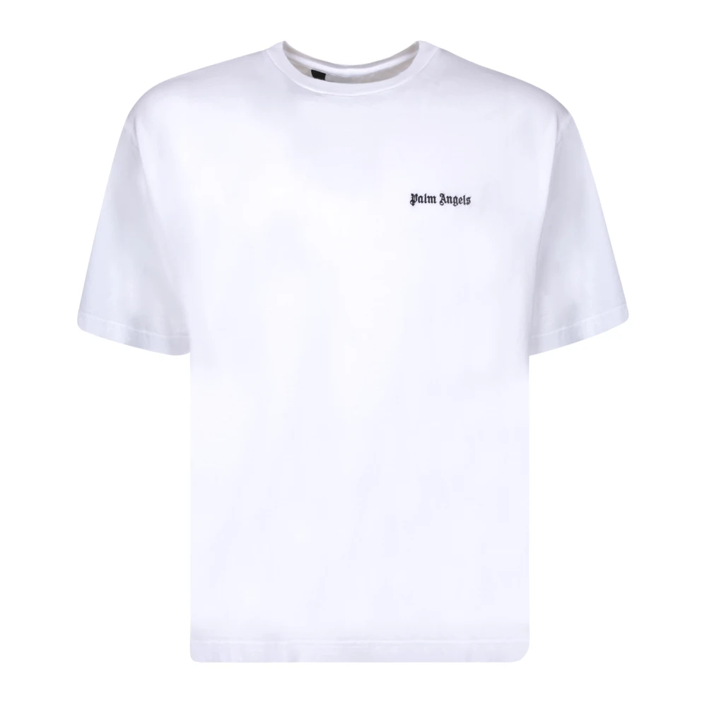 Palm Angels Minimalistisch Katoenen T-Shirt met Geborduurd Logo White Heren