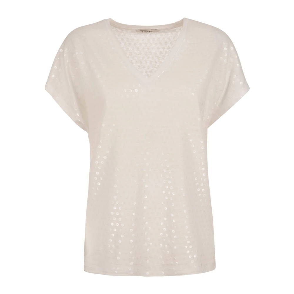 Kangra Witte T-shirts en Polos met Pailletten Print White Dames