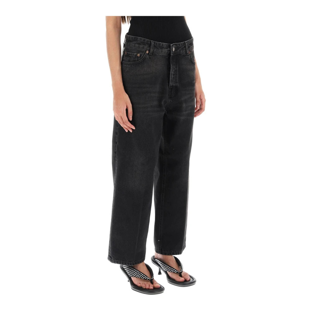 Haikure Vintage gewassen wijde cropped jeans Black Dames