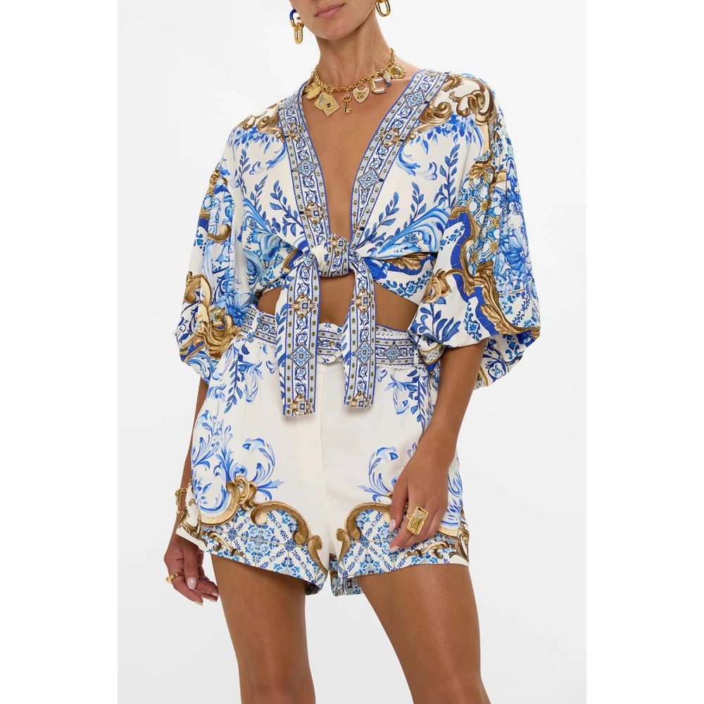Camilla Blauw Avontuur Pofmouw Top Blue Dames