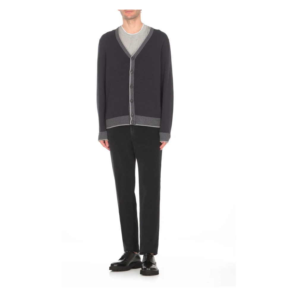 PESERICO Blauwe Wol V-Hals Trui Blue Heren