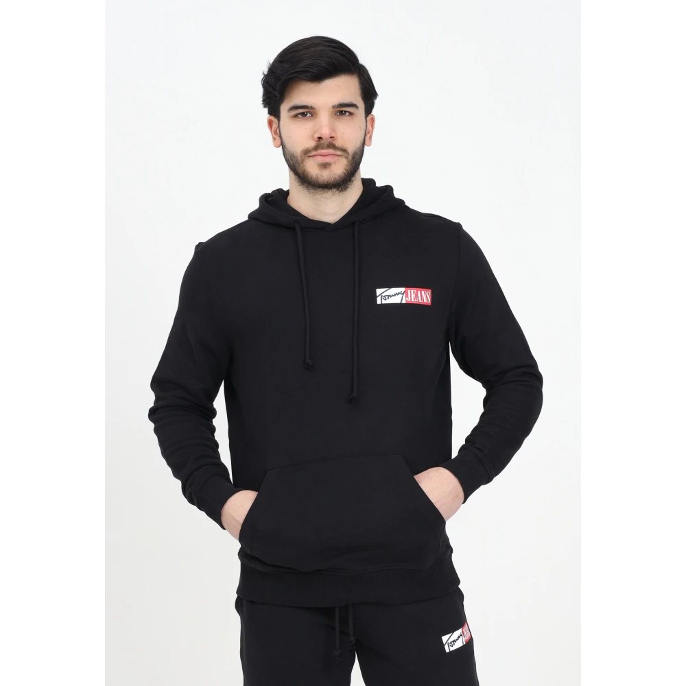 Tommy Jeans Zwarte hoodie met iconische details Black Heren
