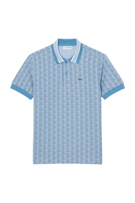 Polo i jacquard med klassisk passform och monogram