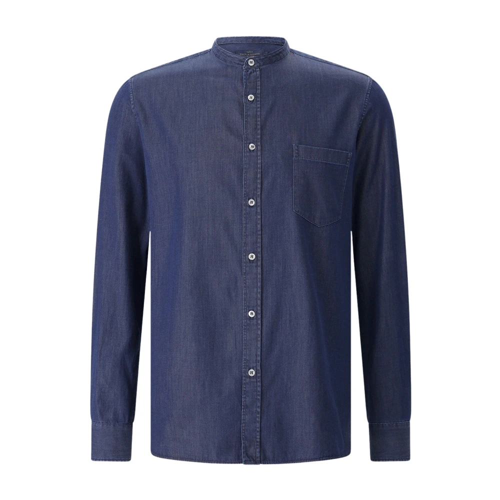 Paul & Shark Blue Denim Shirts, Male, 2XL, Denim Shirt