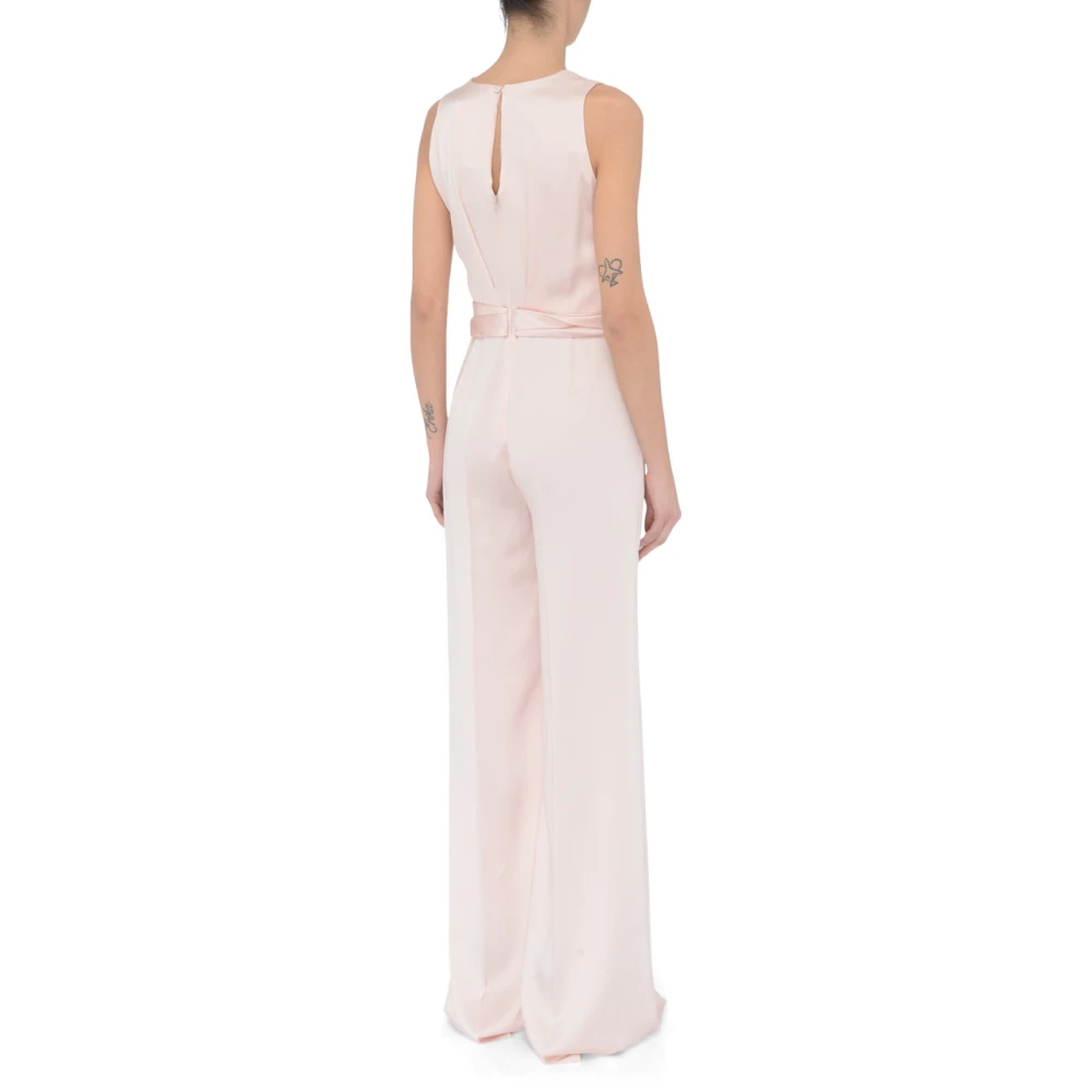 Max Mara Studio Roze Cady Jumpsuit met V-hals Pink Dames