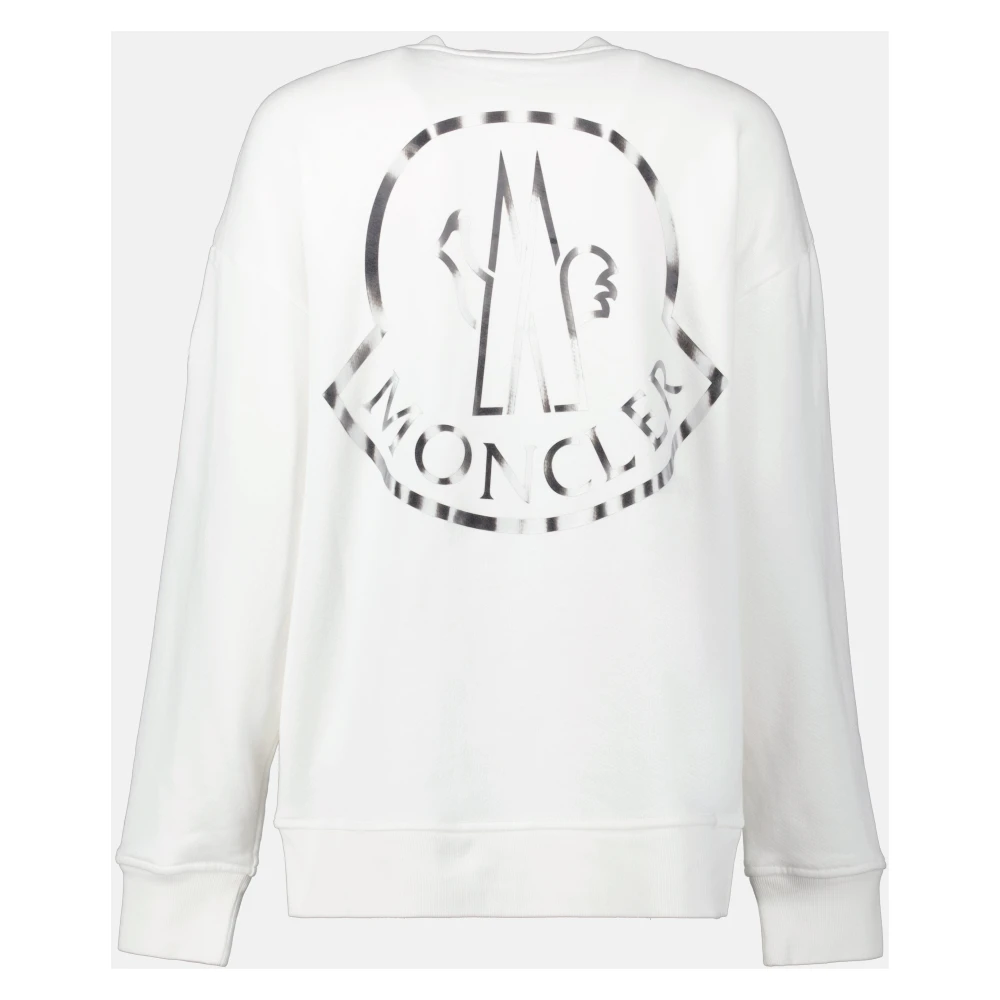 Moncler Metallic Logo Sweatshirt White Dames