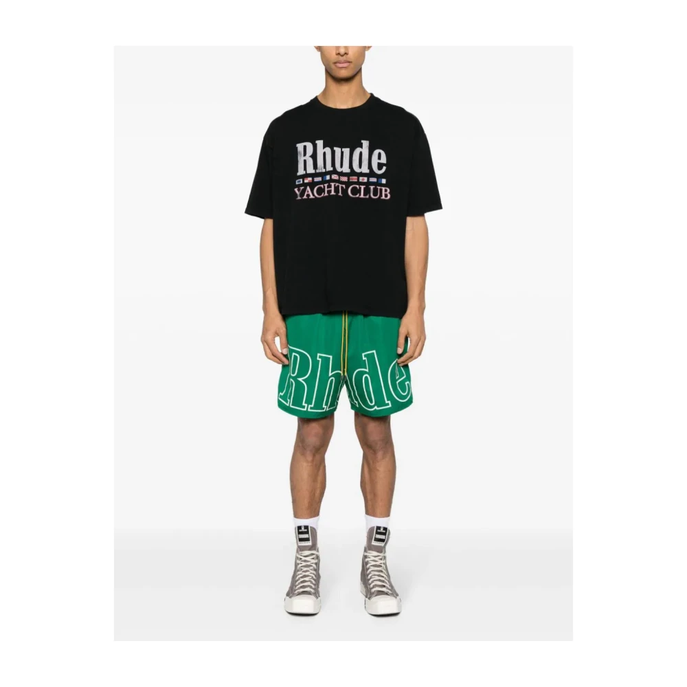 Rhude Flag Katoenen T-shirt Black Heren