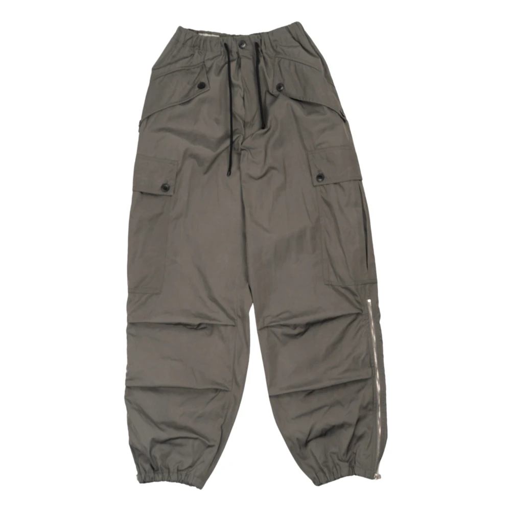 Dries Van Noten Nylon Waterafstotende Cargo Broek Grijs Gray Heren