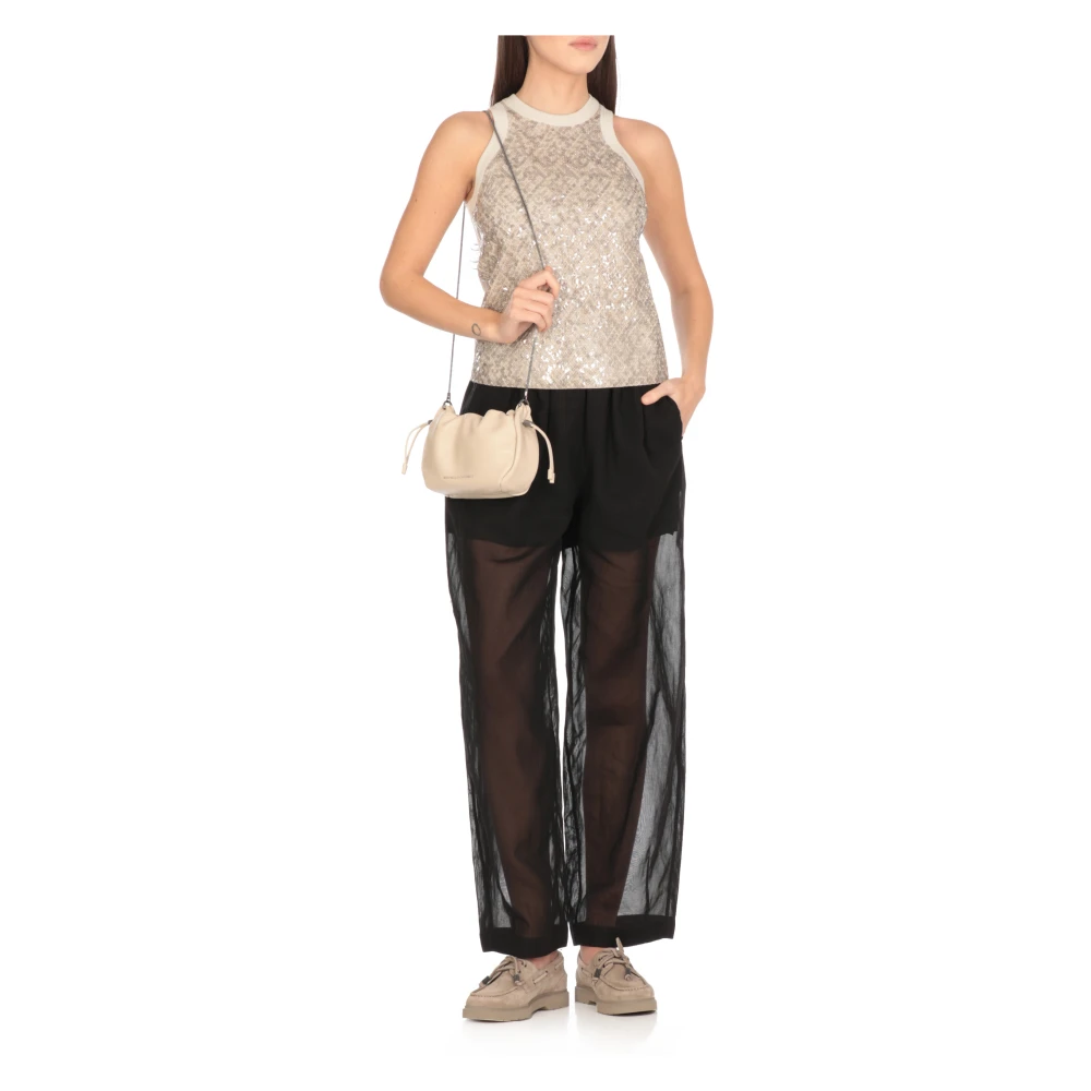 BRUNELLO CUCINELLI Beige Katoenen Paillet Top Beige Dames