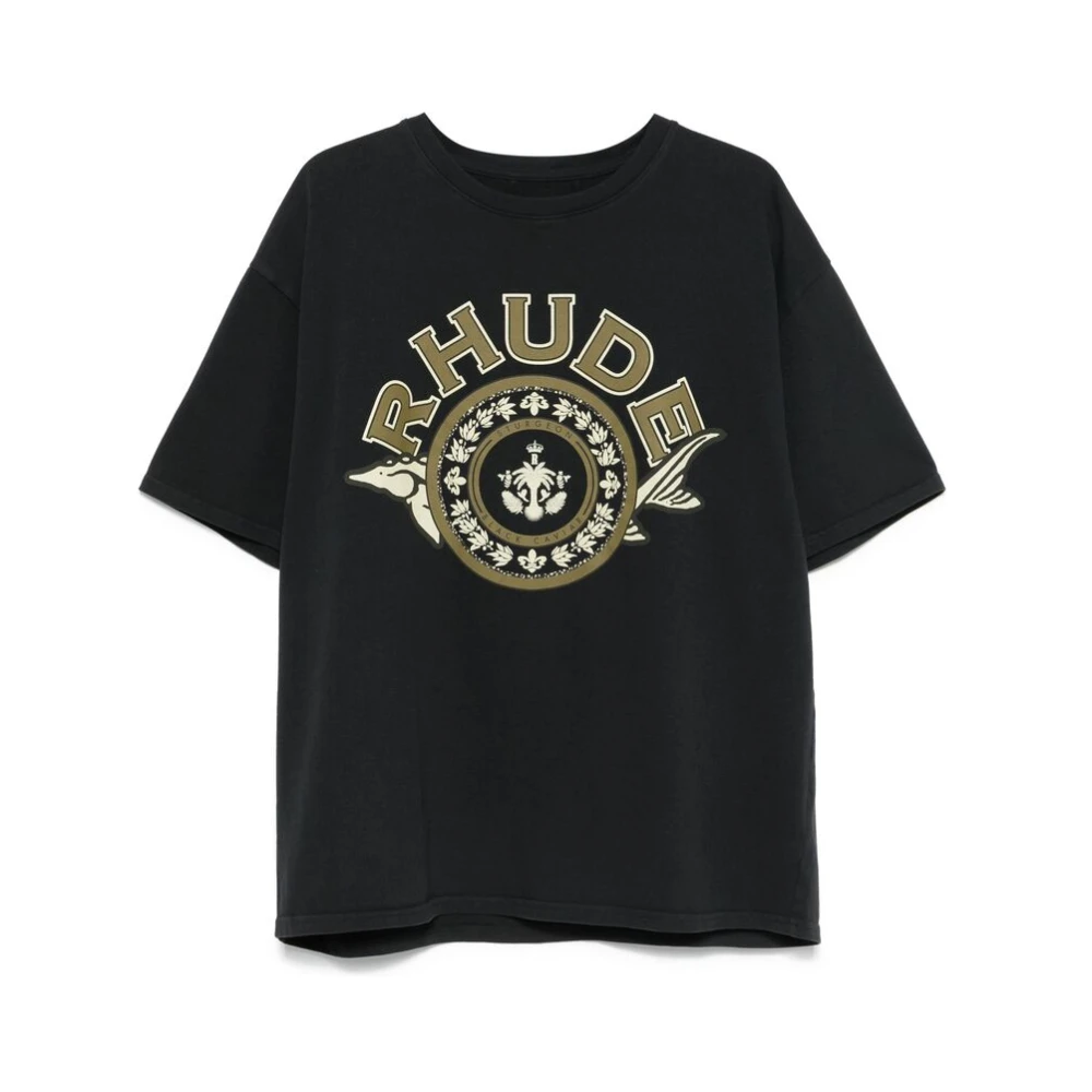 Rhude T-shirt met zwarte logo-print en ronde hals Black Heren