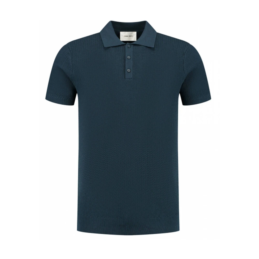 Pure Path Gebreide Polo SS Pullover Blue Heren