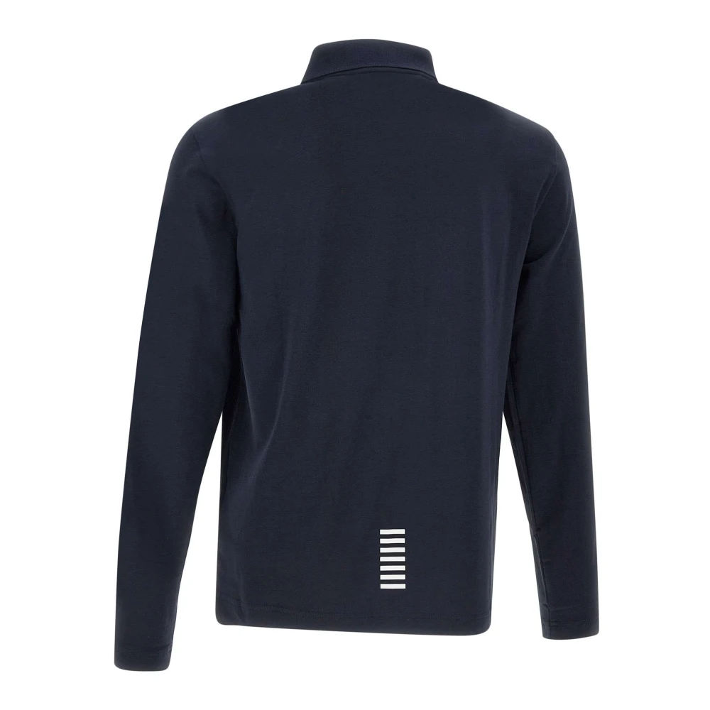Emporio Armani EA7 Blauw Stretch Katoenen Poloshirt Blue Heren