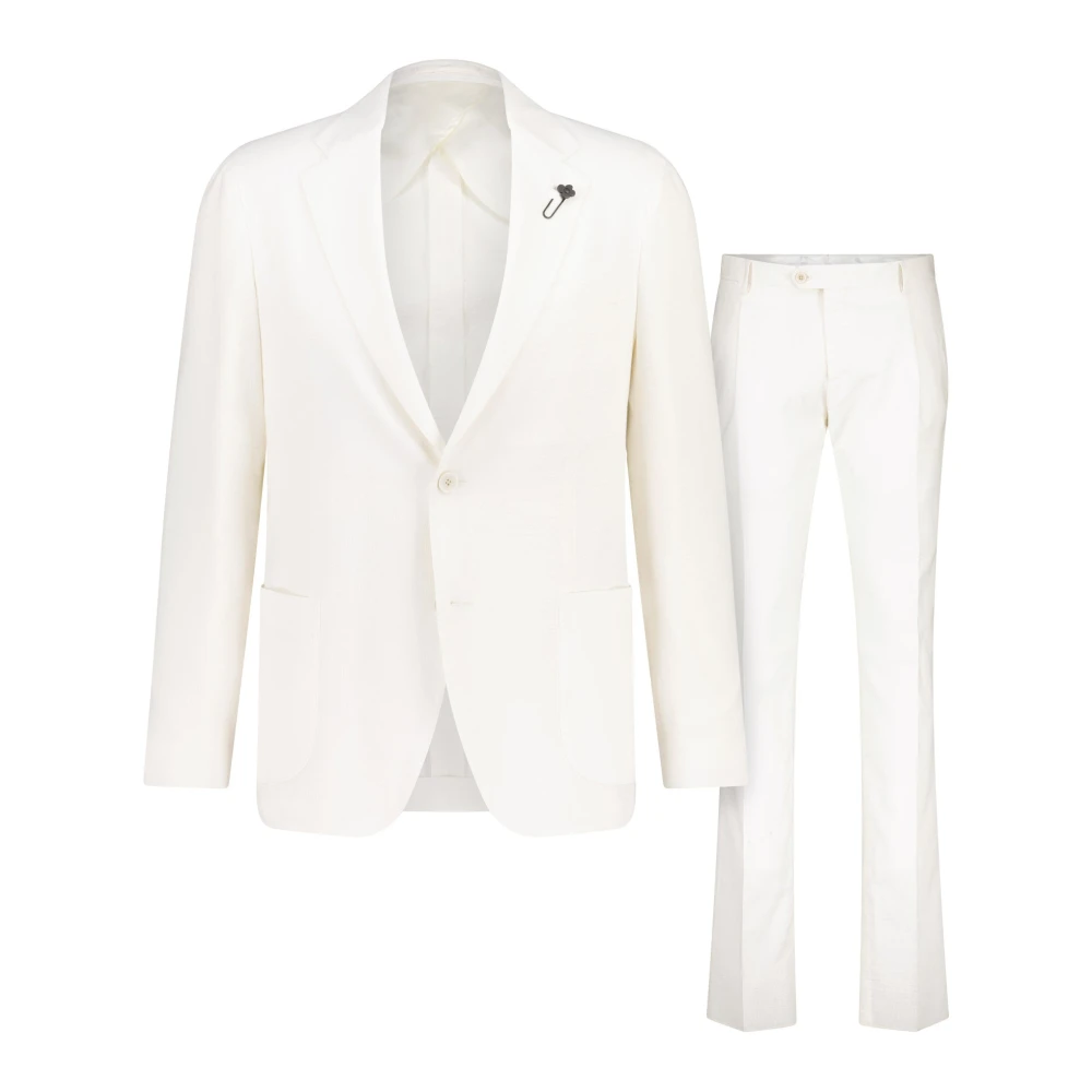 Lardini Klassieke Wollen Pak Jas met Knopen White Heren