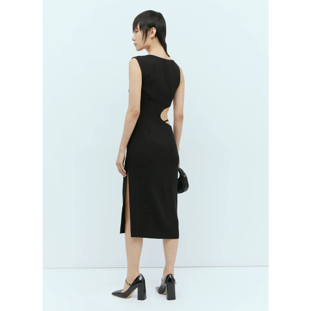 St. Agni Asymmetrische Arc Cut-Out Midi Jurk Black Dames