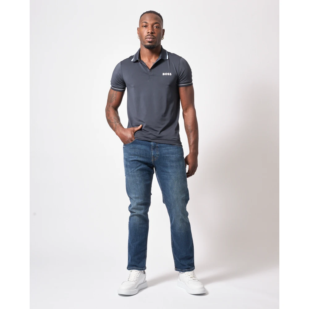 Hugo Boss Blauw Katoenen Poloshirt met Logo Blue Heren