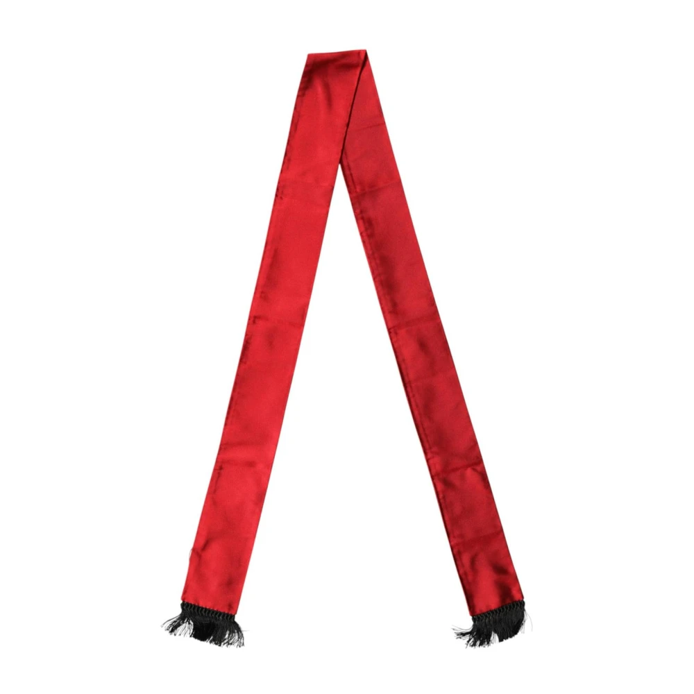 Dolce & Gabbana Mannelijk Rood Accessoires Heren, One Size, Silk Fringed Neck Wrap Foulard Scarf