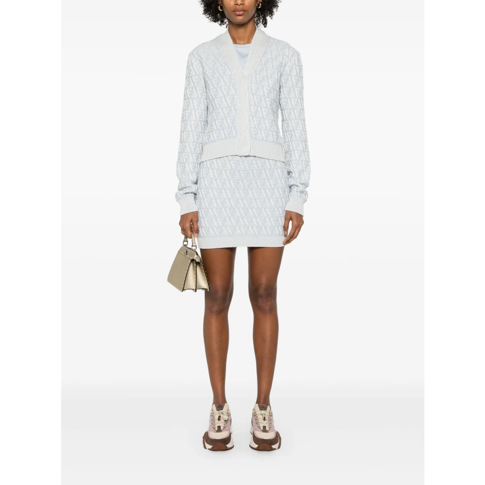 Fendi Heldere Blauwe Zijden Draad Rok Blue Dames
