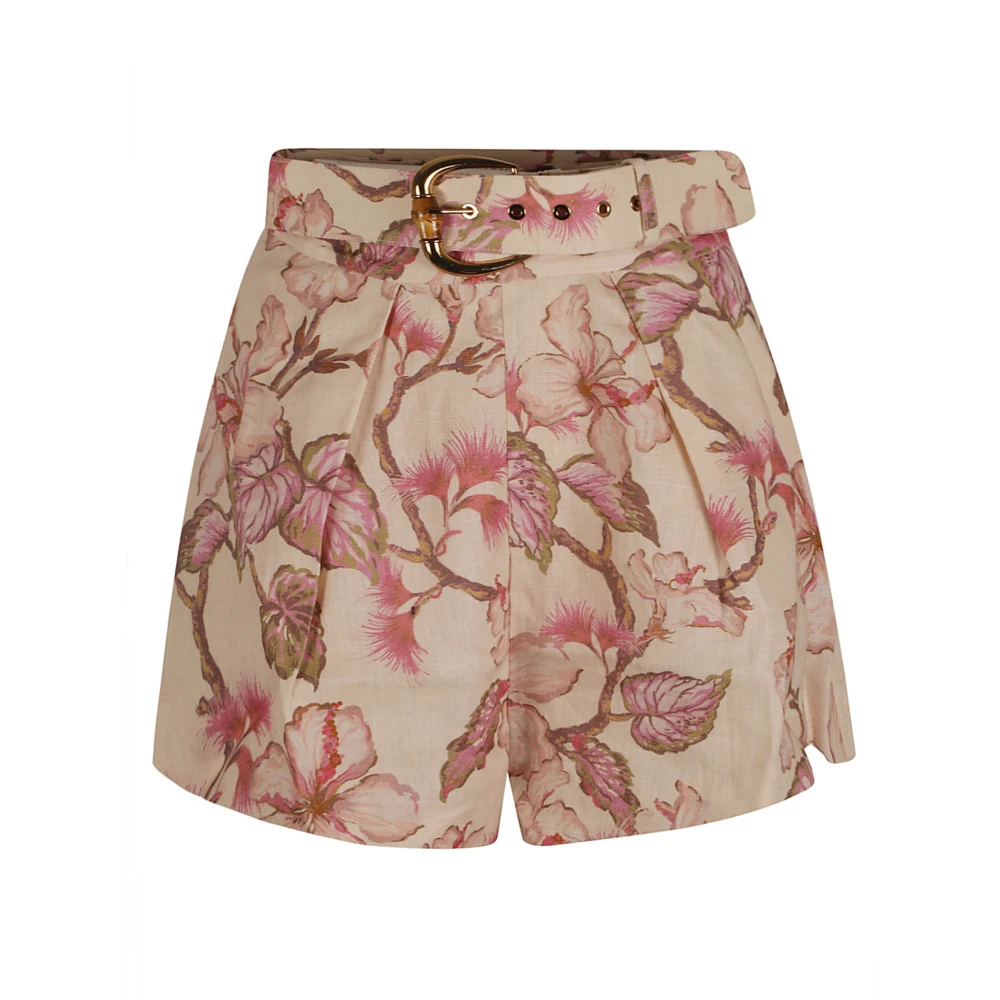 Zimmermann Koraal Hibiscus Bloemenprint Shorts Multicolor Dames