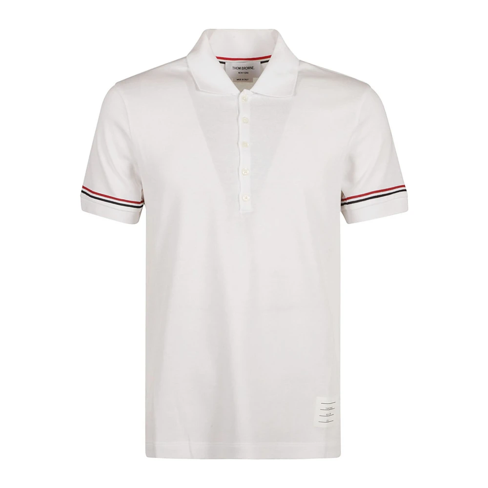 Thom Browne Men's White Polo Shirts, Xl, Cotton Polo Shirt