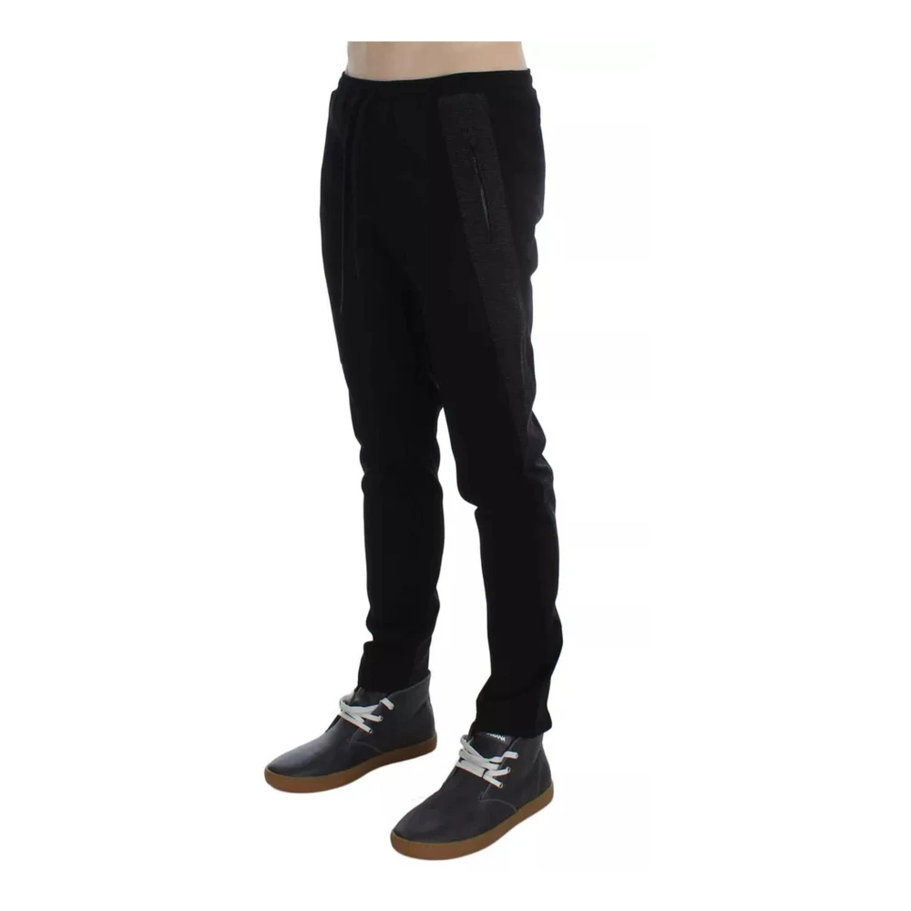 Dolce & Gabbana Stretch Katoenen Casual Broek Zwart Grijs Black Heren