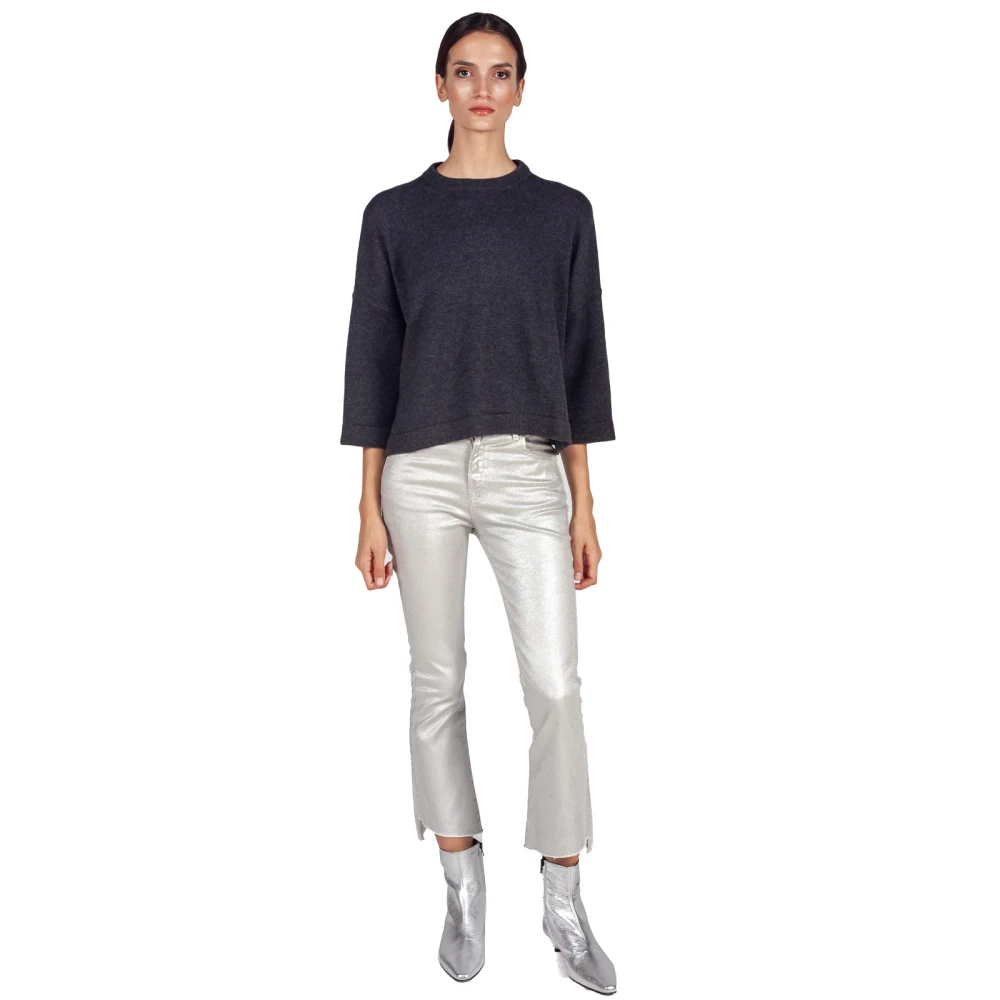 Liviana Conti Donkergrijze Boxy Gebreide Trui Gray Dames