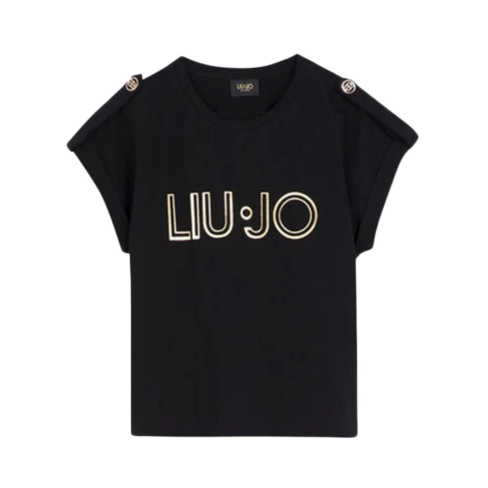Liu Jo Logo Str Katoenen T-Shirt Black Dames