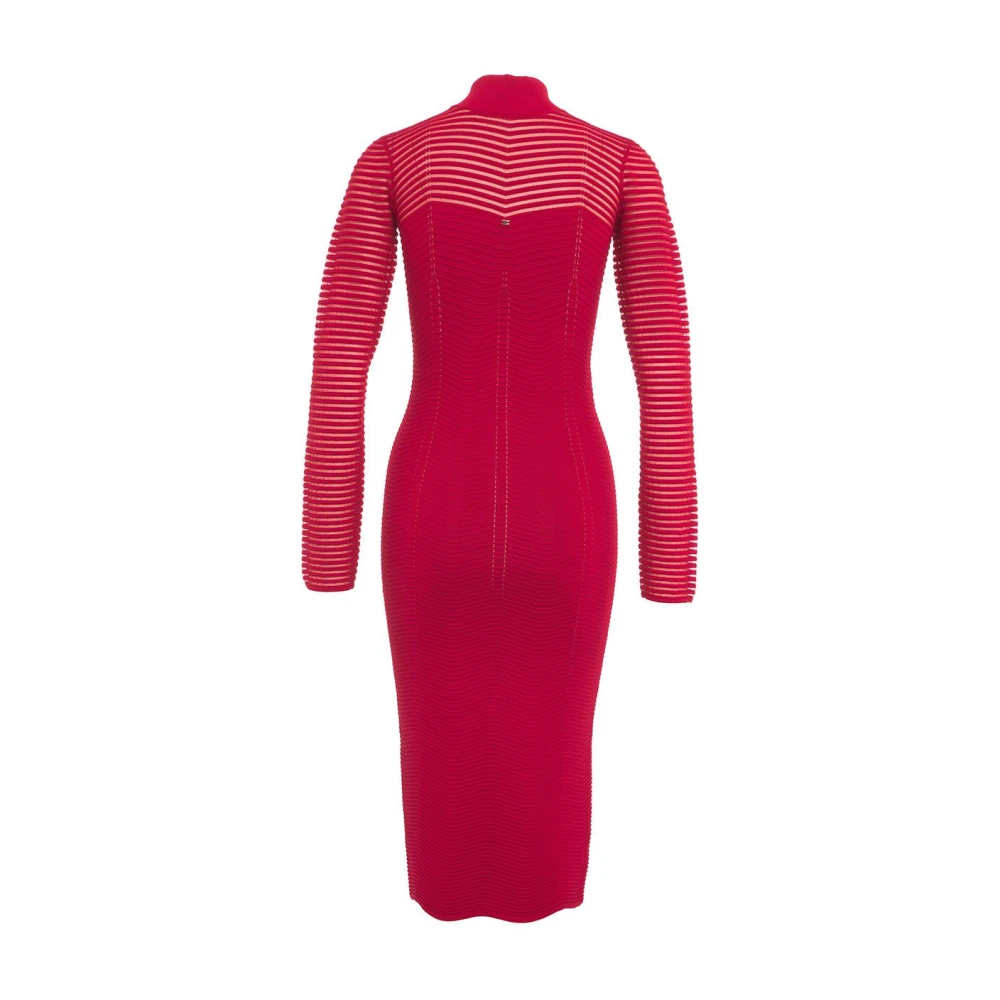 Elisabetta Franchi Viscose jurk met Chevron Motif Red Dames
