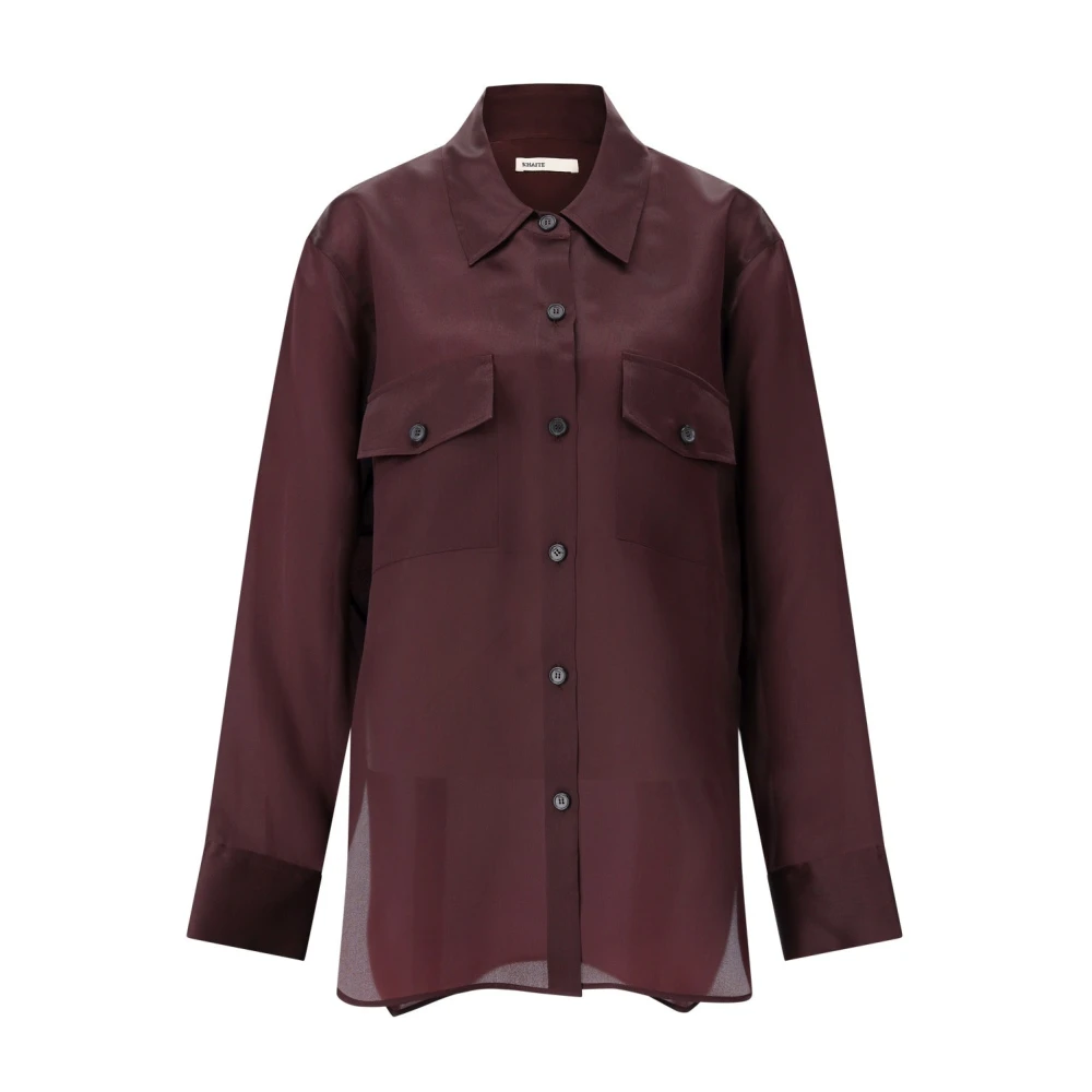 Khaite Women's Red Shirts, S, Silk Oversized Shirt Matteo