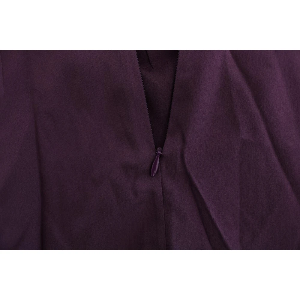 Dolce & Gabbana Elegante Paarse Zijden Kant Shift Jurk Purple Dames