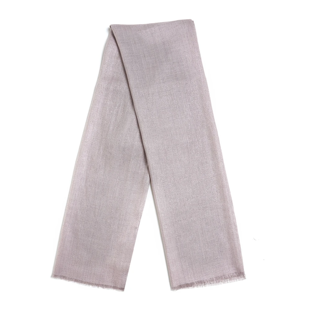 BRUNELLO CUCINELLI Roze Lamé Gebreide Sjaal met Franjes Pink Dames