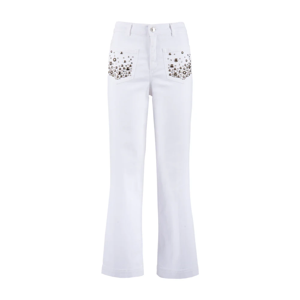 Nenette Studded Flare Broek White Dames
