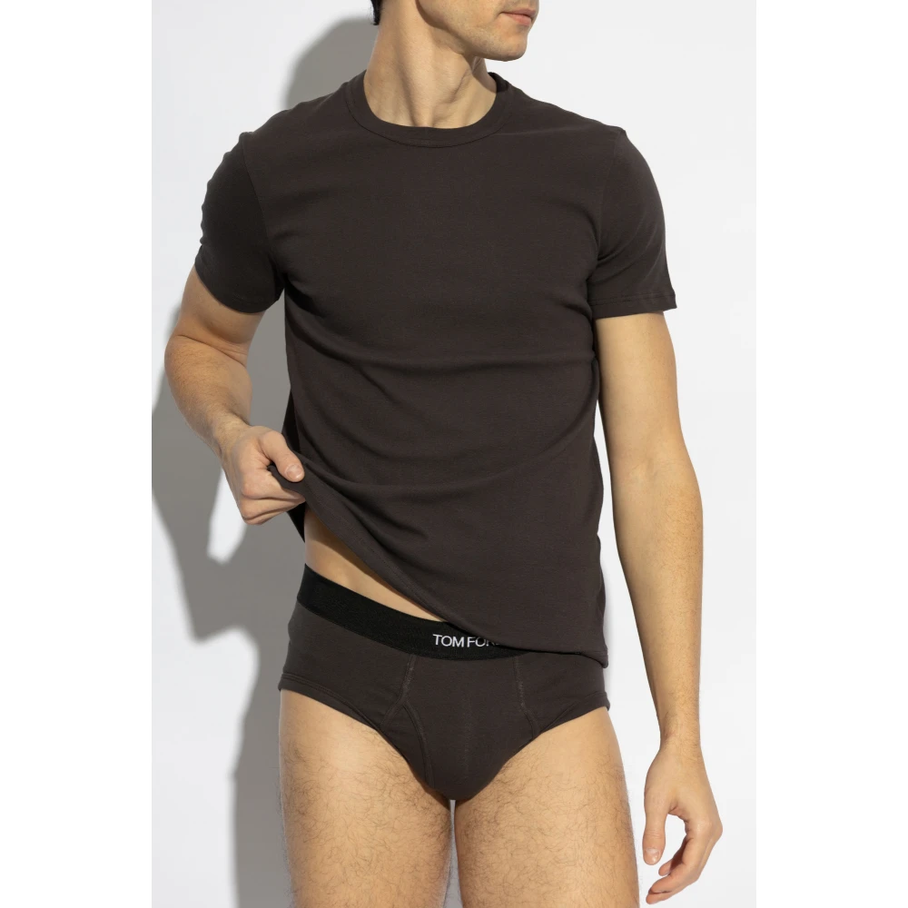 Tom Ford Katoenen T-shirt Brown Heren