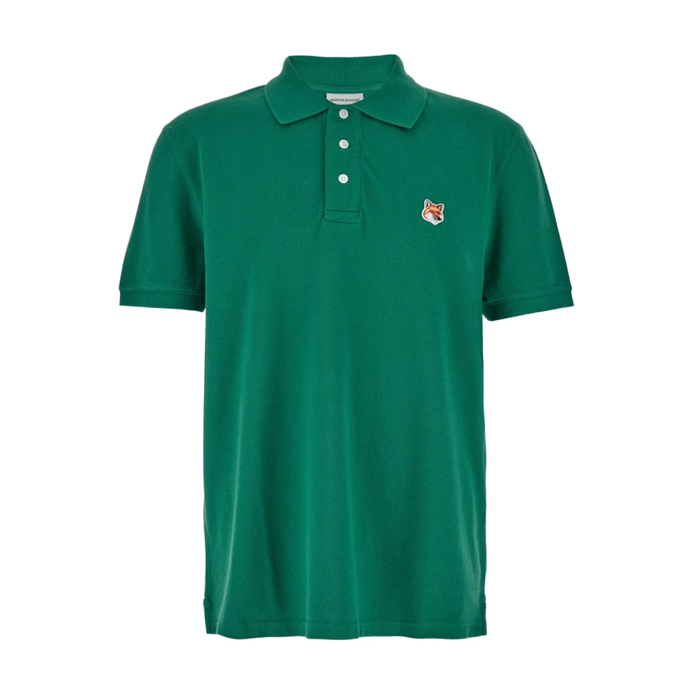 Maison Kitsuné Groene Polo Shirt met Vossenkop Patch Green Heren