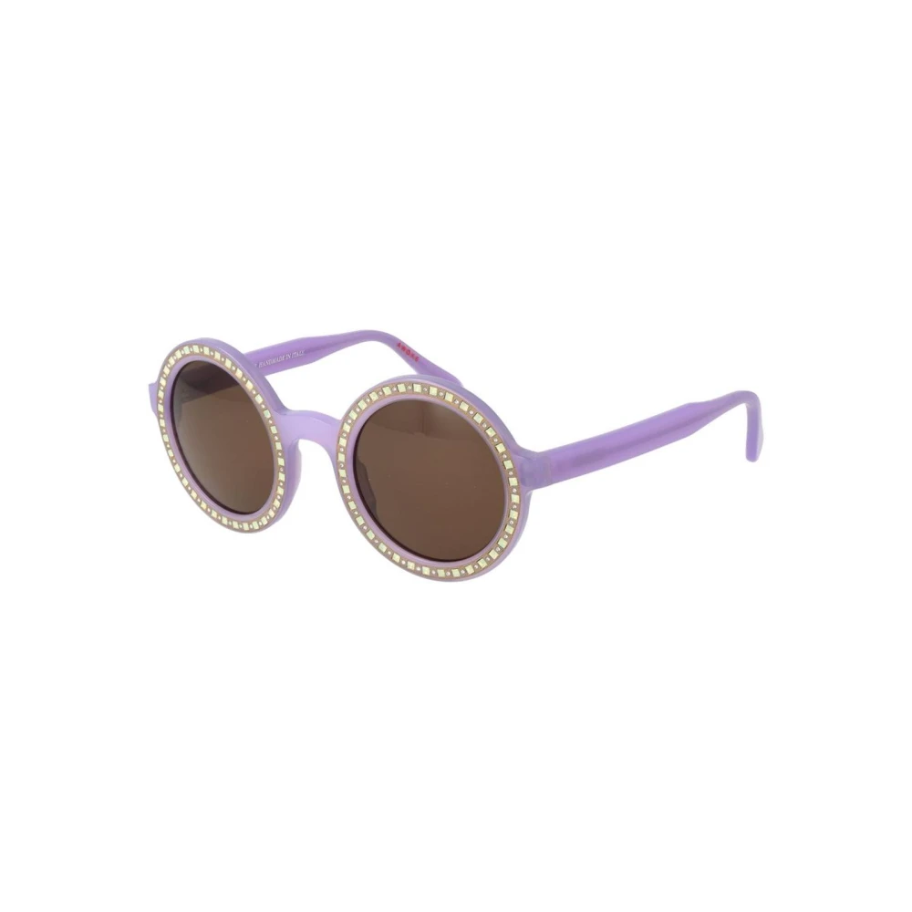 Andy Wolf Unisex Purple/Blue Round Acetate Sunglasses With -Filter