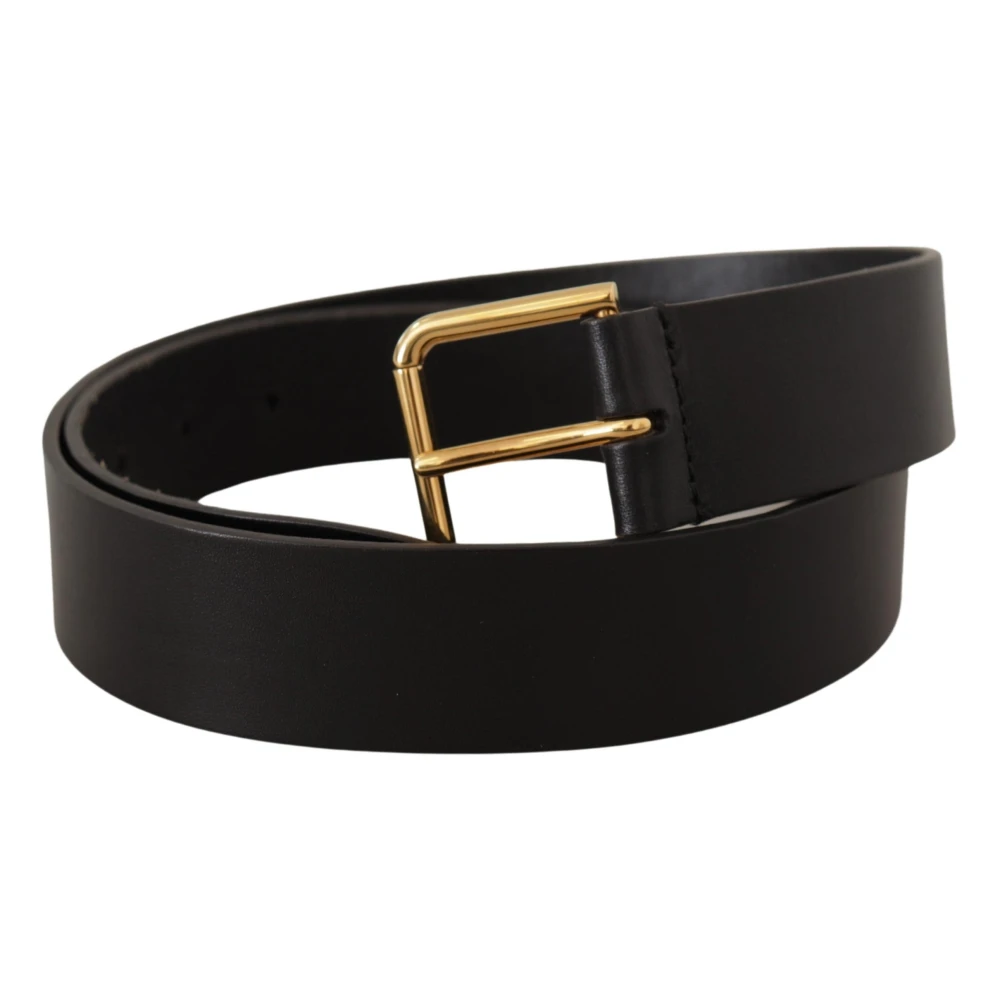 Dolce & Gabbana Luxe Zwart Leren Riem met Goudkleurige Gesp Black Dames