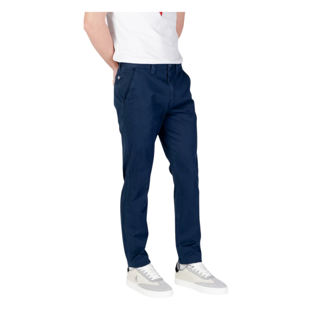 Tommy Jeans Blauwe Plain Zip Broek voor Mannen Blue Heren