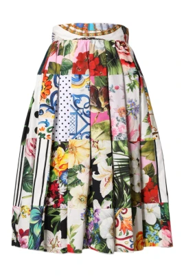Patchwork Midikjol med Hög Midja