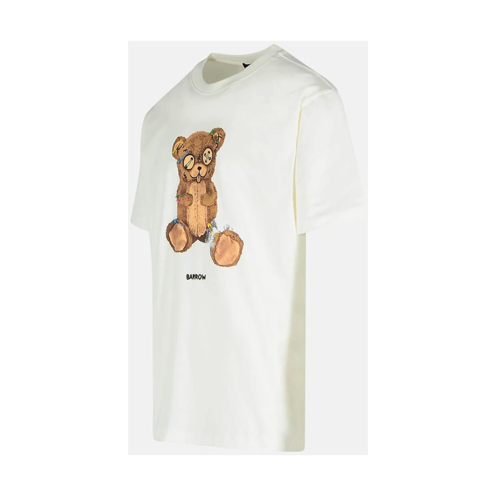 Barrow Wit Crew Neck T-shirt met Front Print White Heren